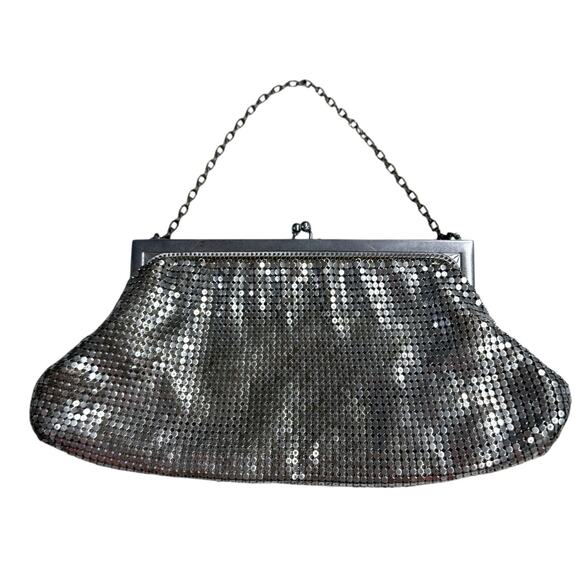 Vintage Whiting Davis 50s  Evening Bag Silver Mesh‎ Party Purse - Picture 2 of 4